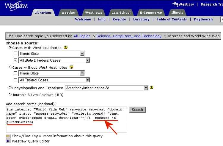 The query terms are shown in the edit query box, which is also where you add your own terms.