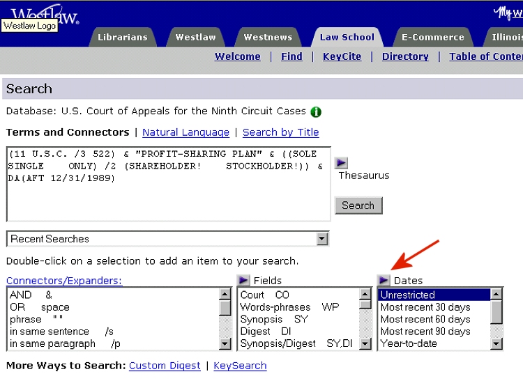 Enter the query in the "Query" field.  You can use the "Date" link below the query box to help formulate a date restriciton.