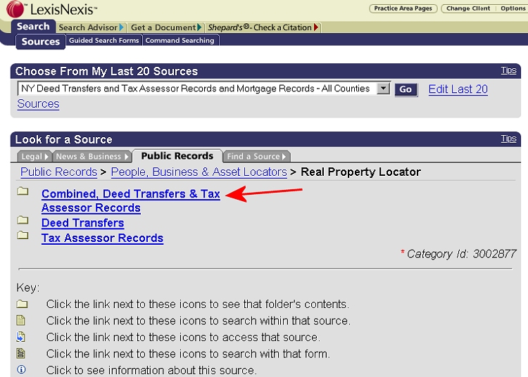 Select "Combined, Deed Transfers & Assessor Records"