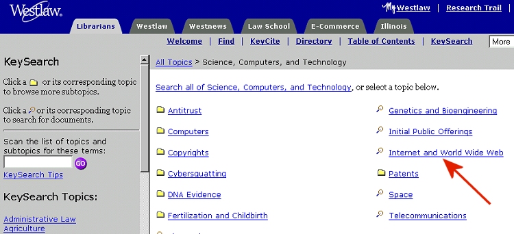 Select "Internet and World Wide Web" in the right frame (showing the site hiearchy).