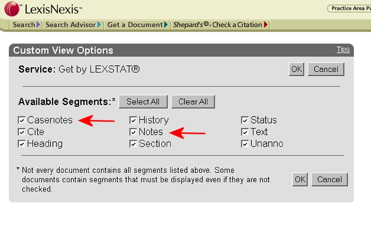Deselect "notes" and "casenotes."